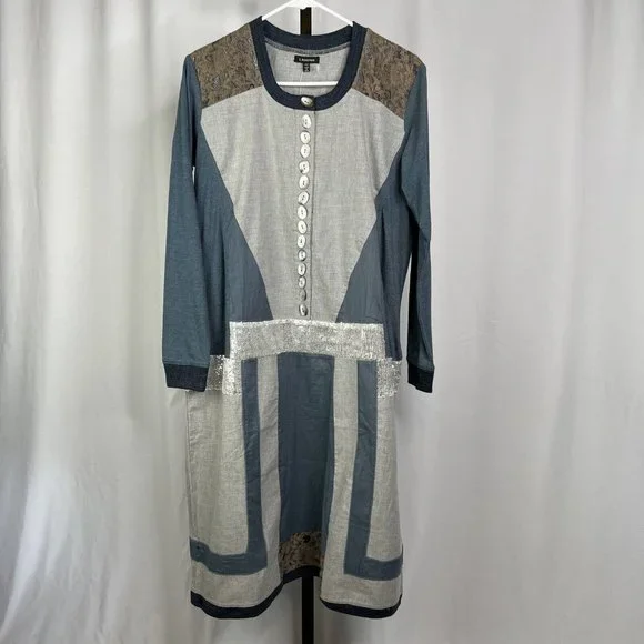 J Peterman Daisy Goes Dancing Mixed Media Dress - XXS, NWOT - Picture 2 of 10